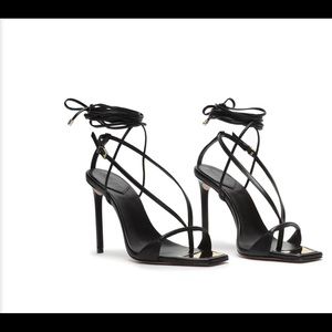 Black Strappy Schutz Leather Sandal Heels